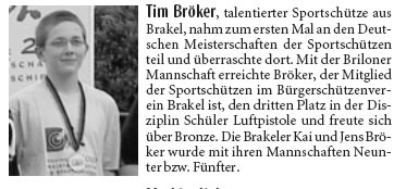 Mannschaftsdritter Tim Br&ouml;ker