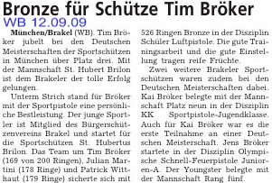 Tim dritter bei den Deutschen