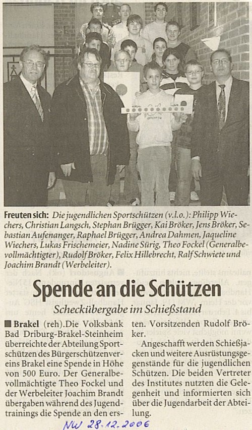 &Uuml;bergabe der Spende